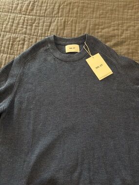 NN07 Kaley rib-knit 100% cotton sweater, XL, new with tags, denim blue color,